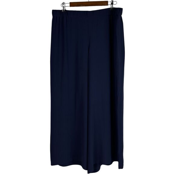 Eileen Fisher Large Silk Crop Wide Leg Pants - Picture 1 of 5